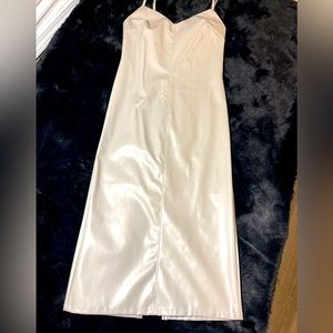 Grey leather fine strap dress